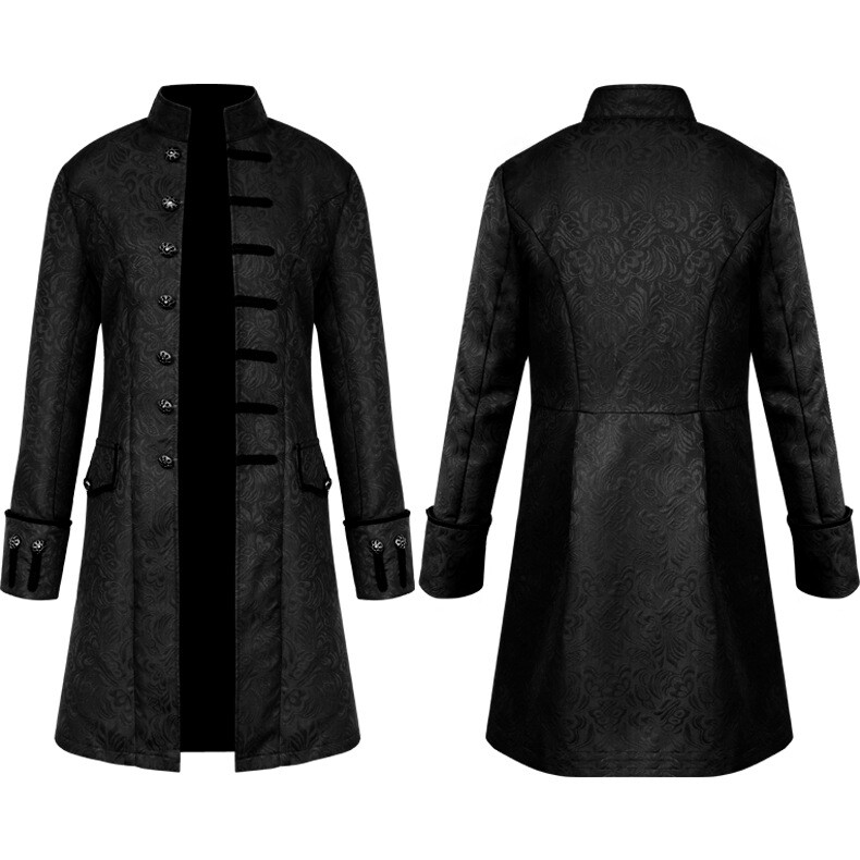 Men Halloween Steampunk Retro Trench Coat Gothic Jacket Medieval Costume Outwear