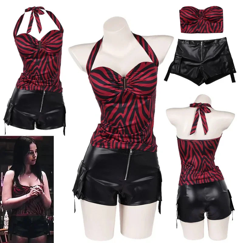 TV Obsession Nikki Cosplay Costume Zebra Halter Top Faux Leather Shorts Set