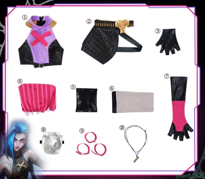 Arcane Season 2 JinX Cosplay Women Costume Purple Cloak Hood Halloween Polyester