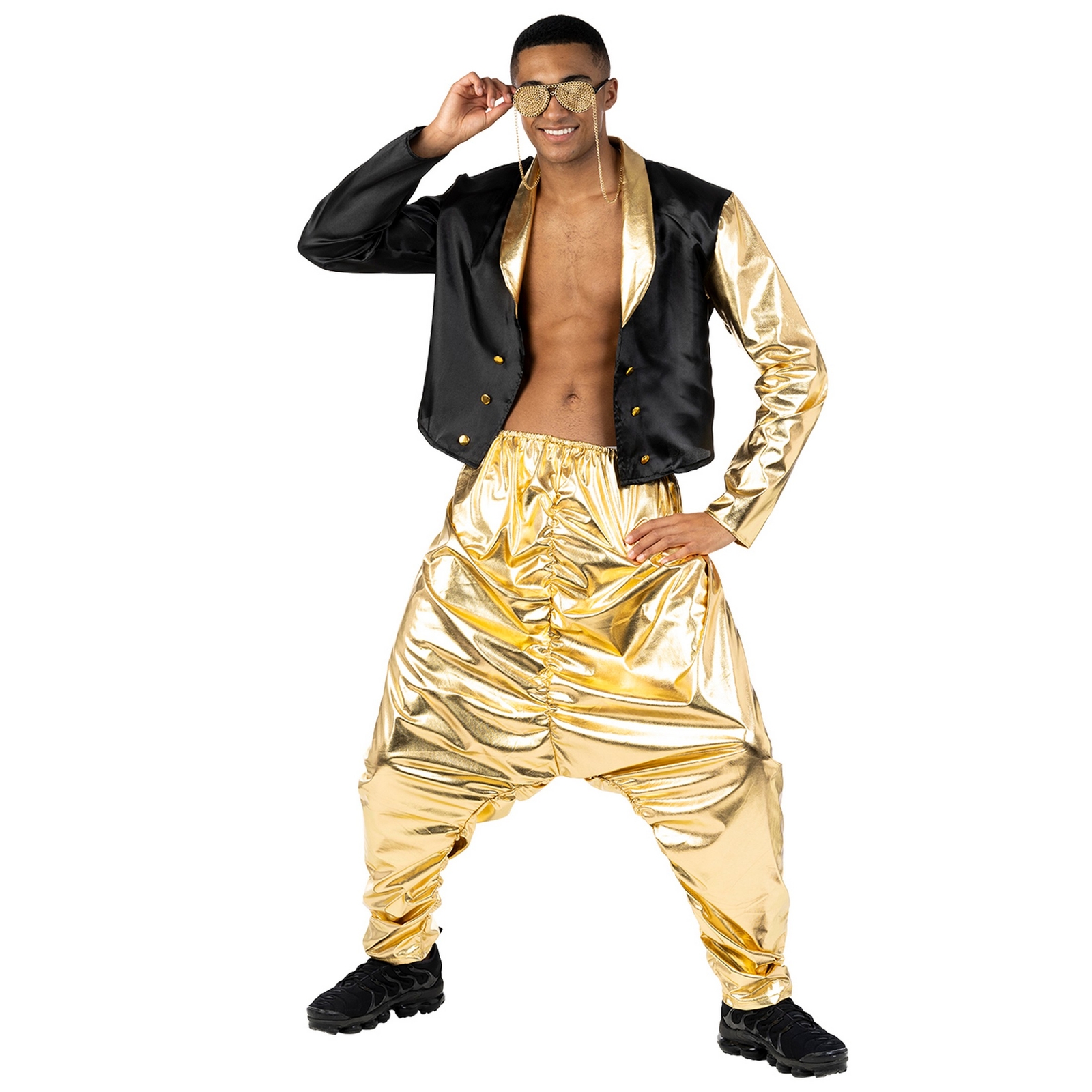 Mens 1990s Gold Rapper Costume Adult Rap MC Fancy Dress M – XL