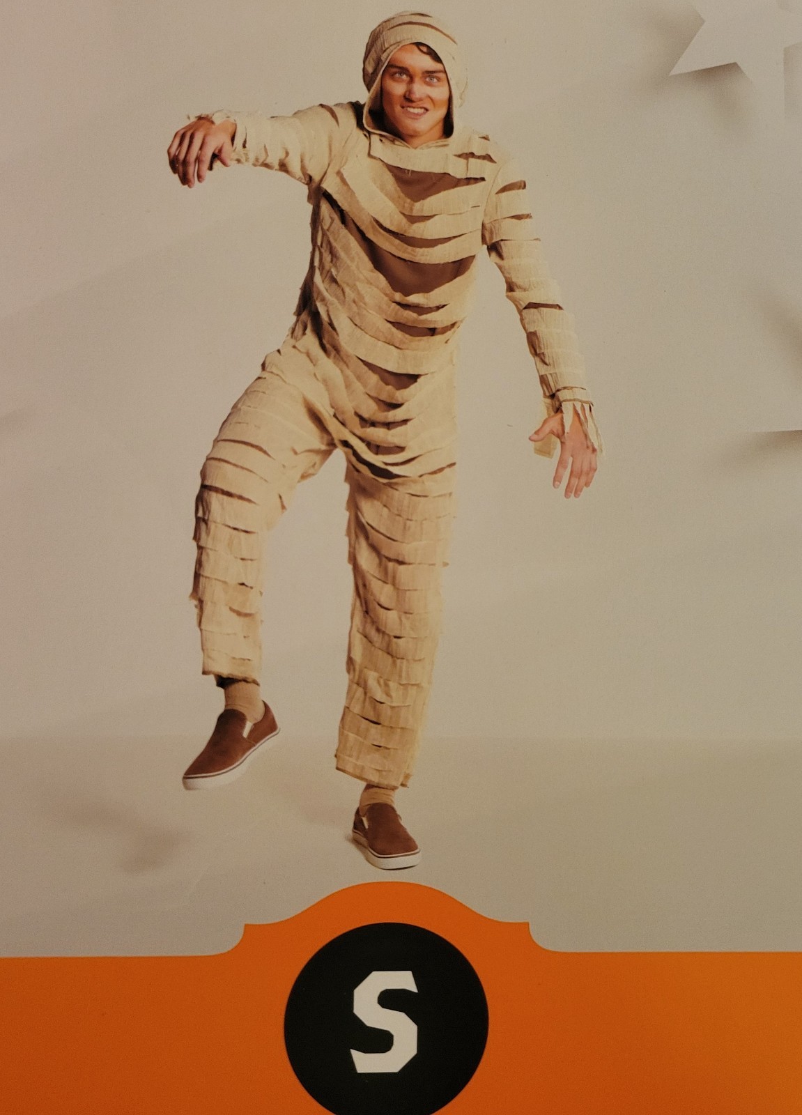 Hyde & Eek Adult Mens Small Mummy Halloween Costume Hooded Jumpsuit 34-36 Chest