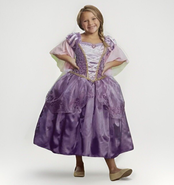 Disney Tangled Girls Princess Rapunzel Child Deluxe Costume Dress (XS (3T-4T))