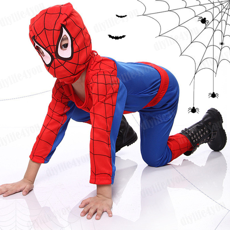 3-7Age Kids SpiderMan Cosplay Costume Boys Tobey Maguire Outfit Jumpsuit Clothes