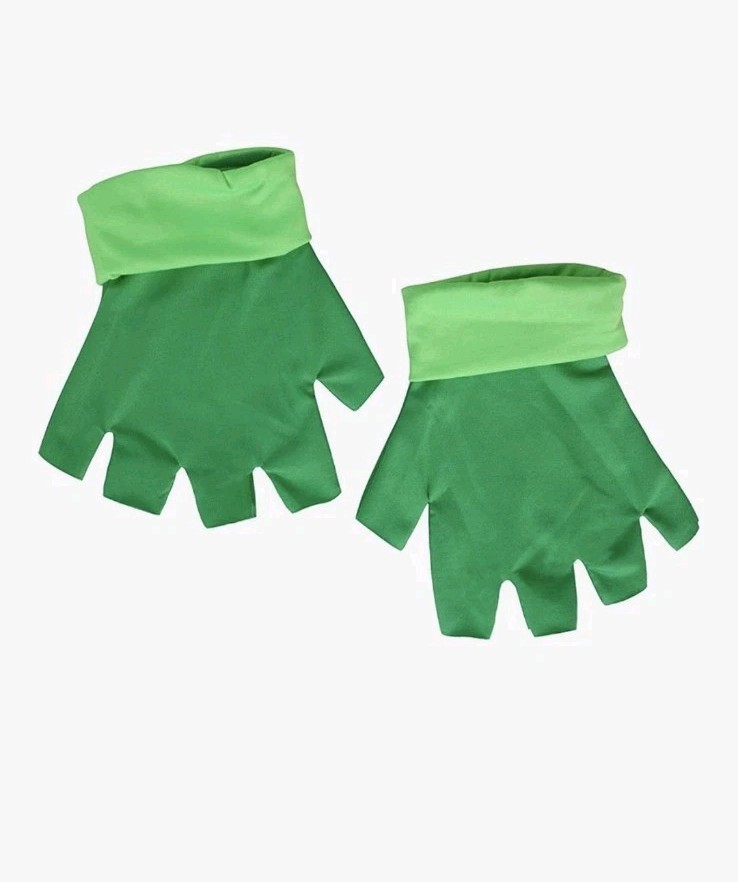 Cosplay Complete Outfit Blue Vest, Red & White Hat, Green Gloves, Cotton Blend