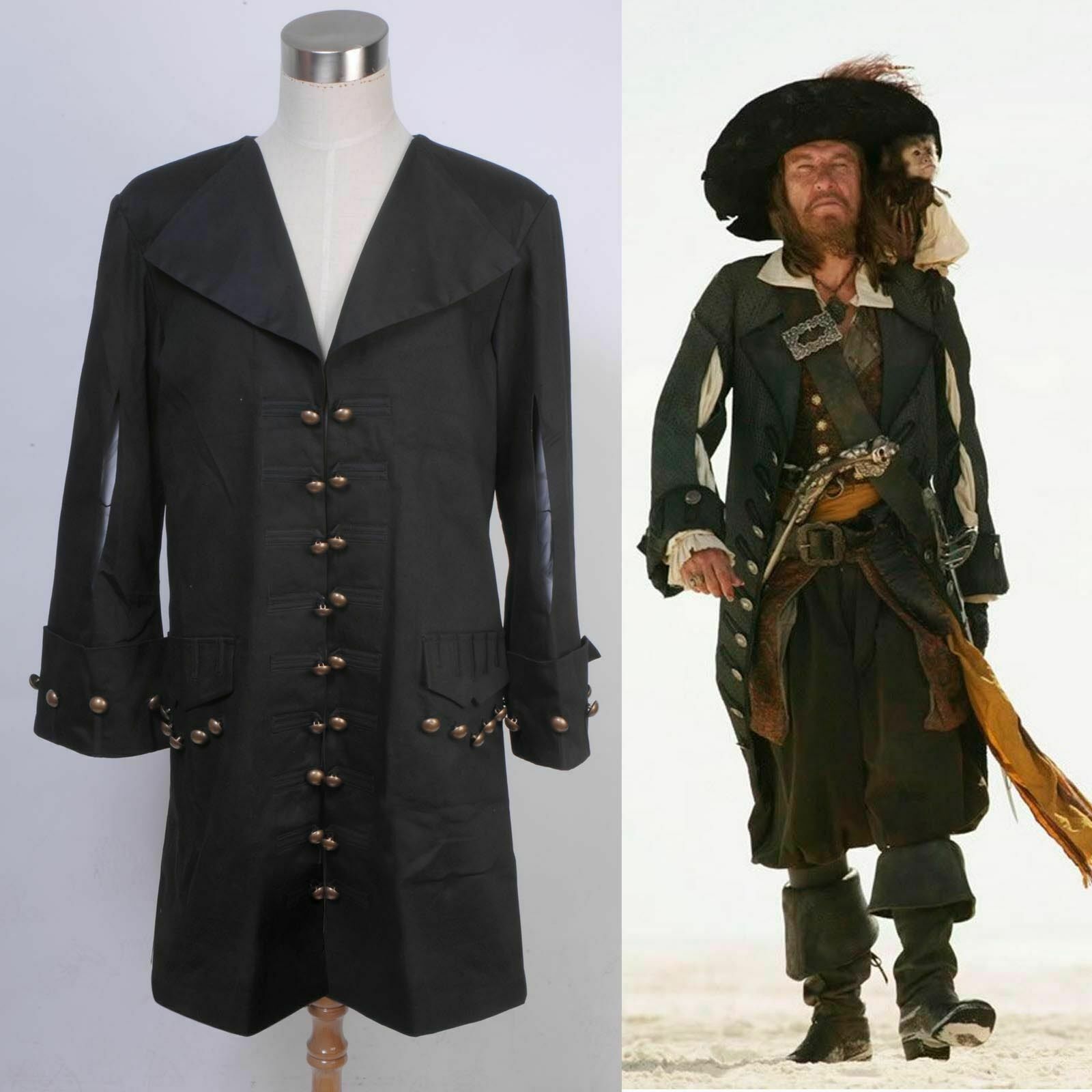 New Pirates of the Caribbean Barbossa Jacket Outfit Cosplay Costume Halloween