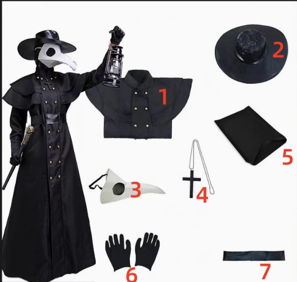 Men Cosplay Medieval Plague Doctor Props Terror Death Halloween Horror Clothes