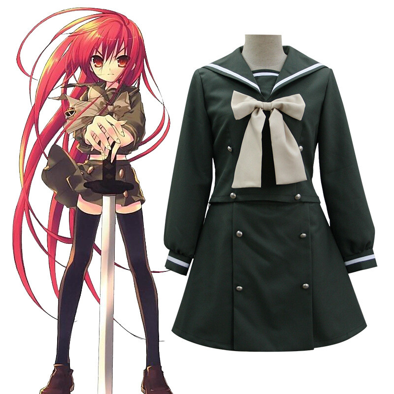 Shakugan no Shana Wigs Cosplay Costume Halloween Suits JK Sailor Uniform Dress