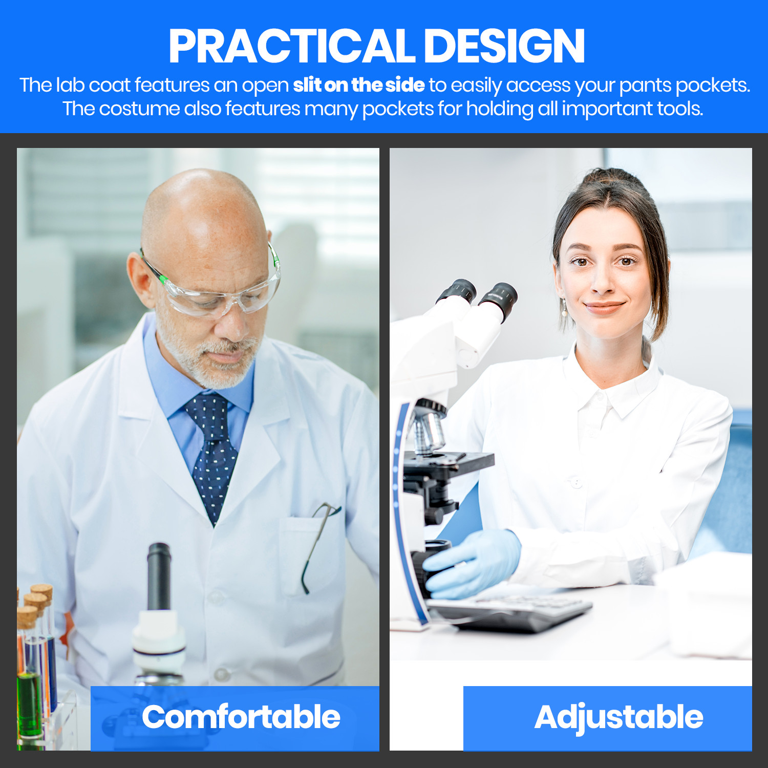 Lab Coat – 3/4 Length Doctor’s Lab Coat for Men and Women By Dress Up America