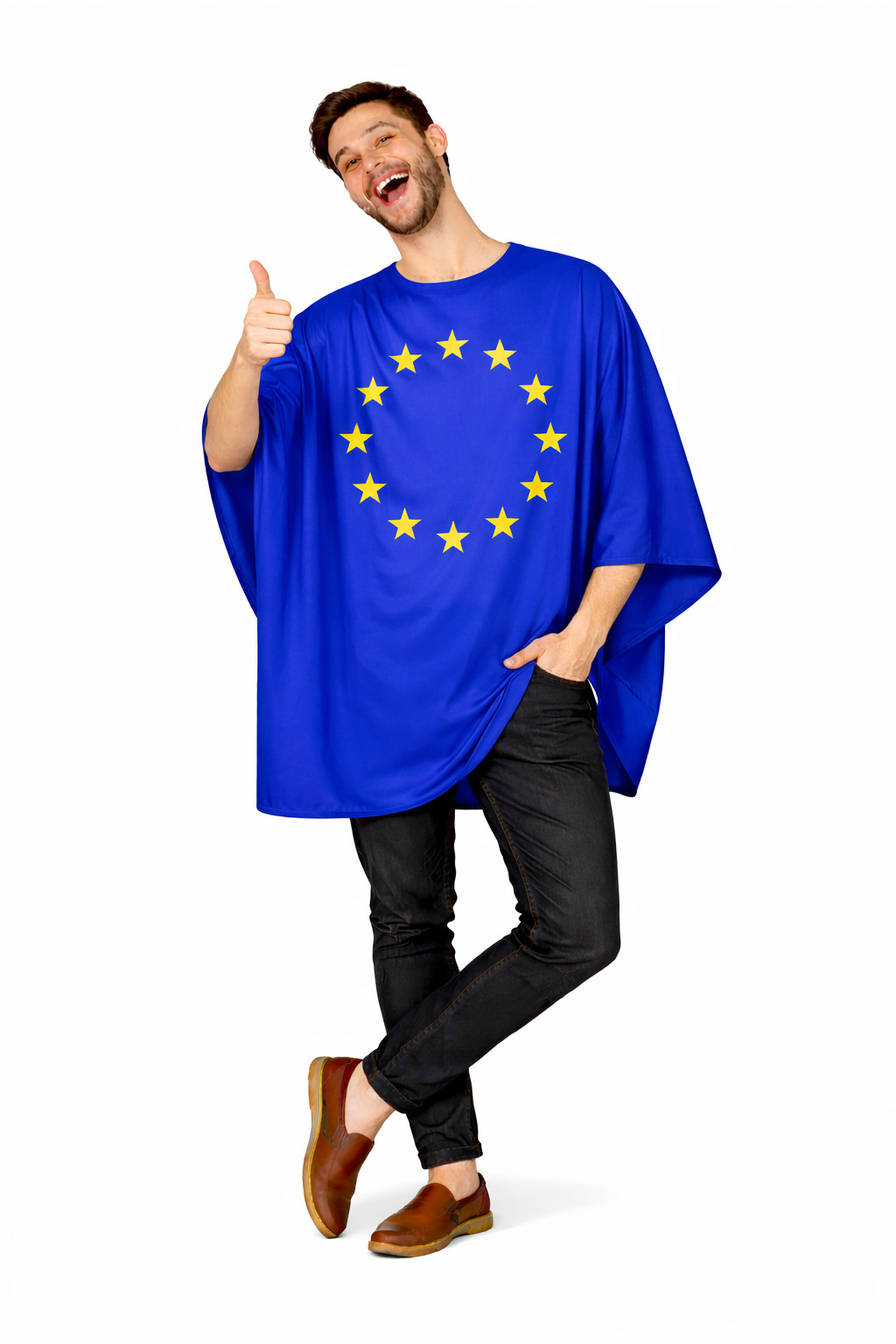 Adults EU European Flag of Europe Supporters Poncho Fancy Dress Costume