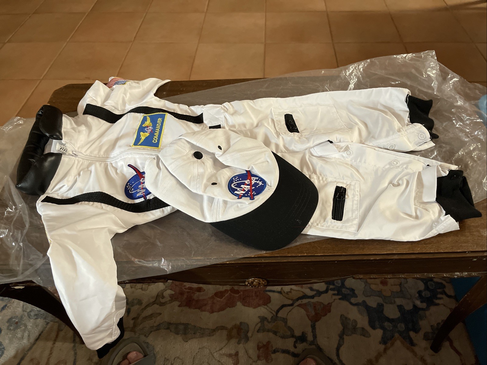 Astronaut Jumpsuit – White w/ Cap Halloween Costume 18m