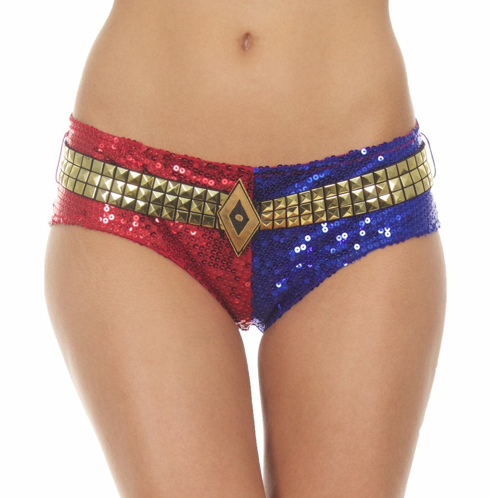 DC Comics Suicide Squad Harley Quinn DELUXE Sequins Red/Blue Panty for Cosplay