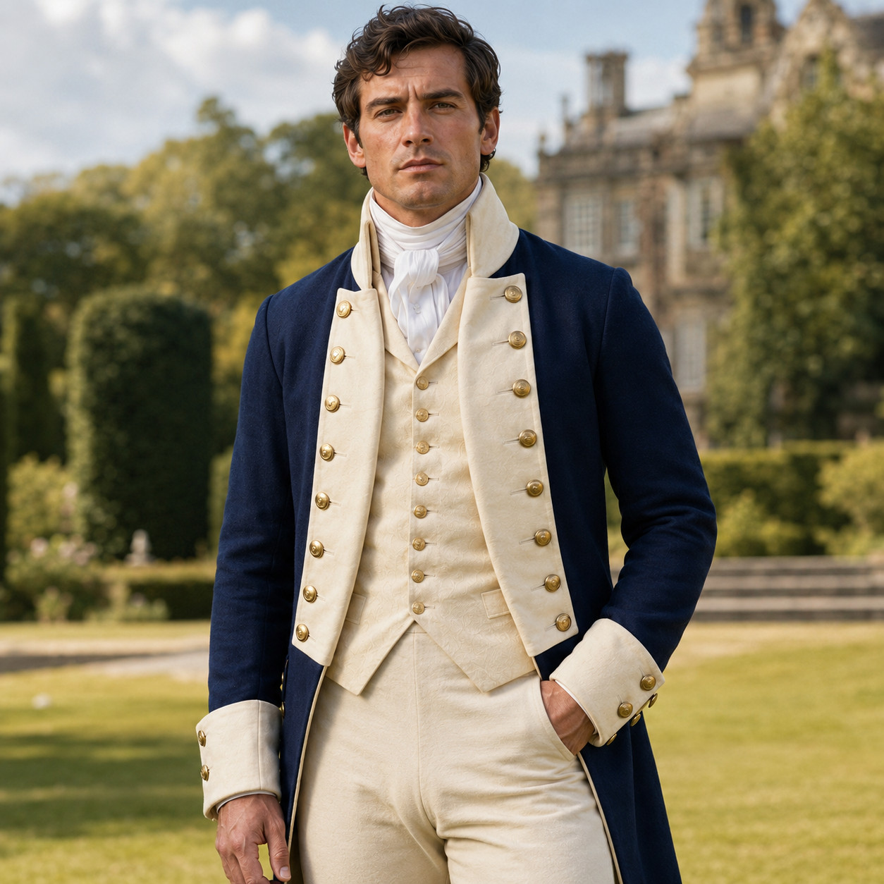 Revolutionary War Inspired Navy Officer Uniform, 18th Century Costume