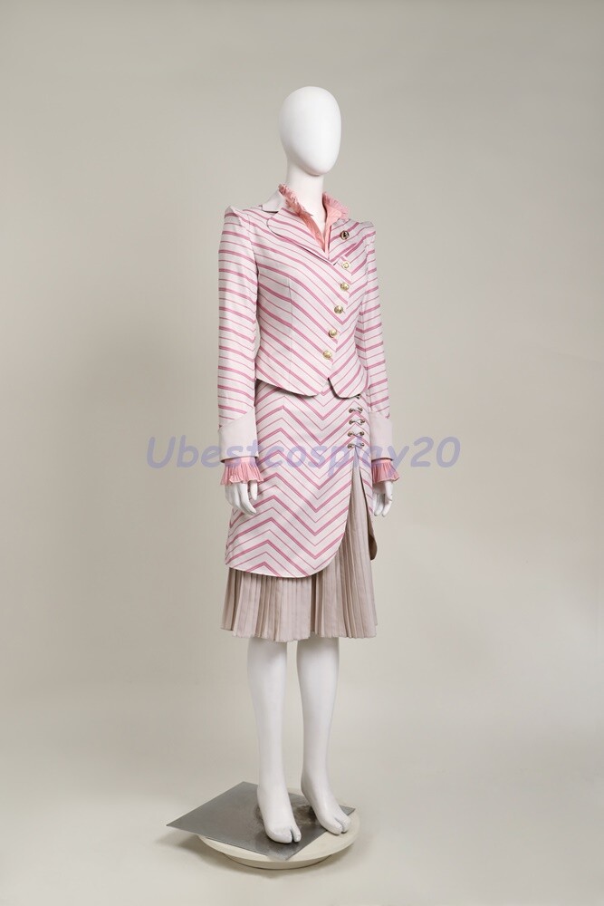 Glinda Costume Wicked Cosplay Suit Handcrafted Striped Outfit