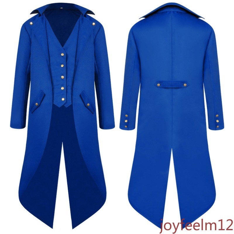 Men’s Victorian Gothic Medieval-Style Clothing Long Retro Tuxedo Coat Halloween