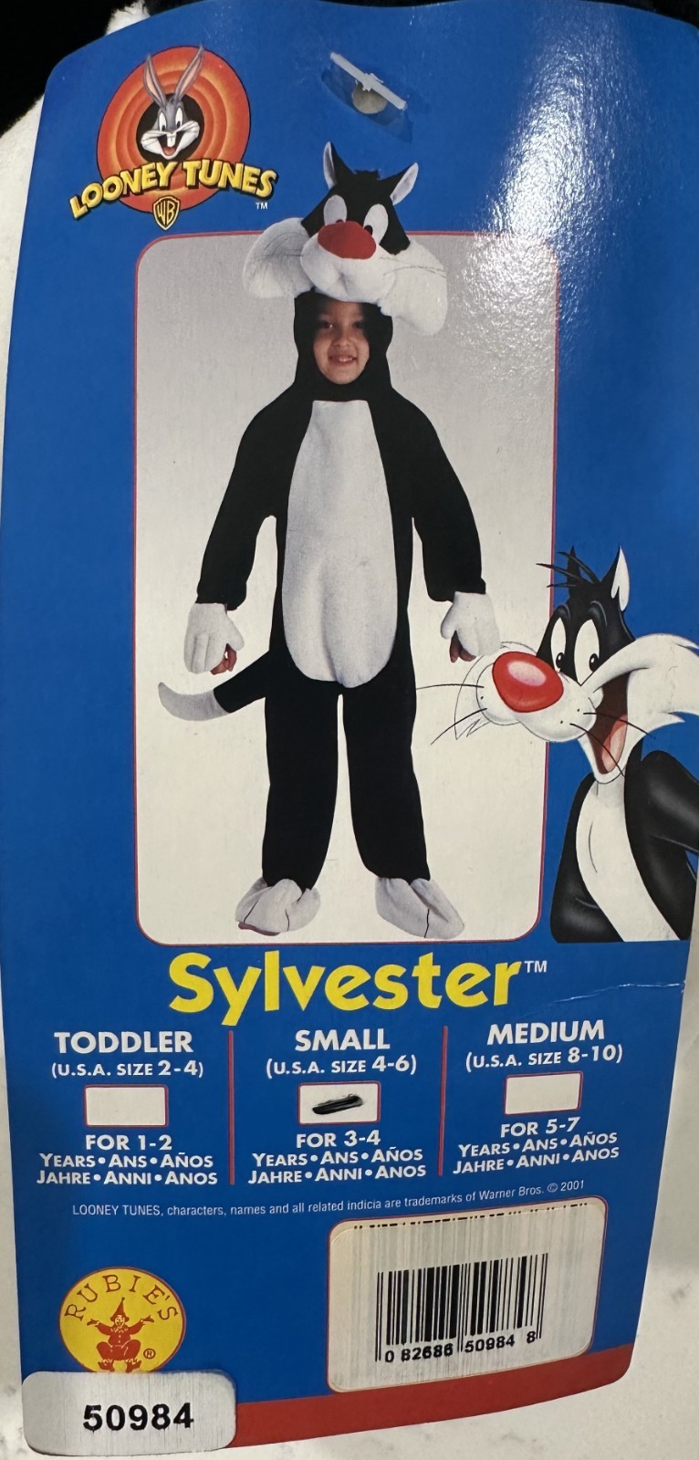 LOONEY TUNES Deluxe Children’s Costume (Sylvester), Size S (4-6) BRAND NEW