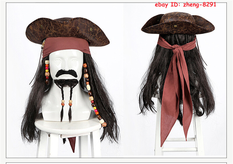 Pirates of the Caribbean Jack Sparrow Cosplay Costume Outfit Halloween Suit Shoe
