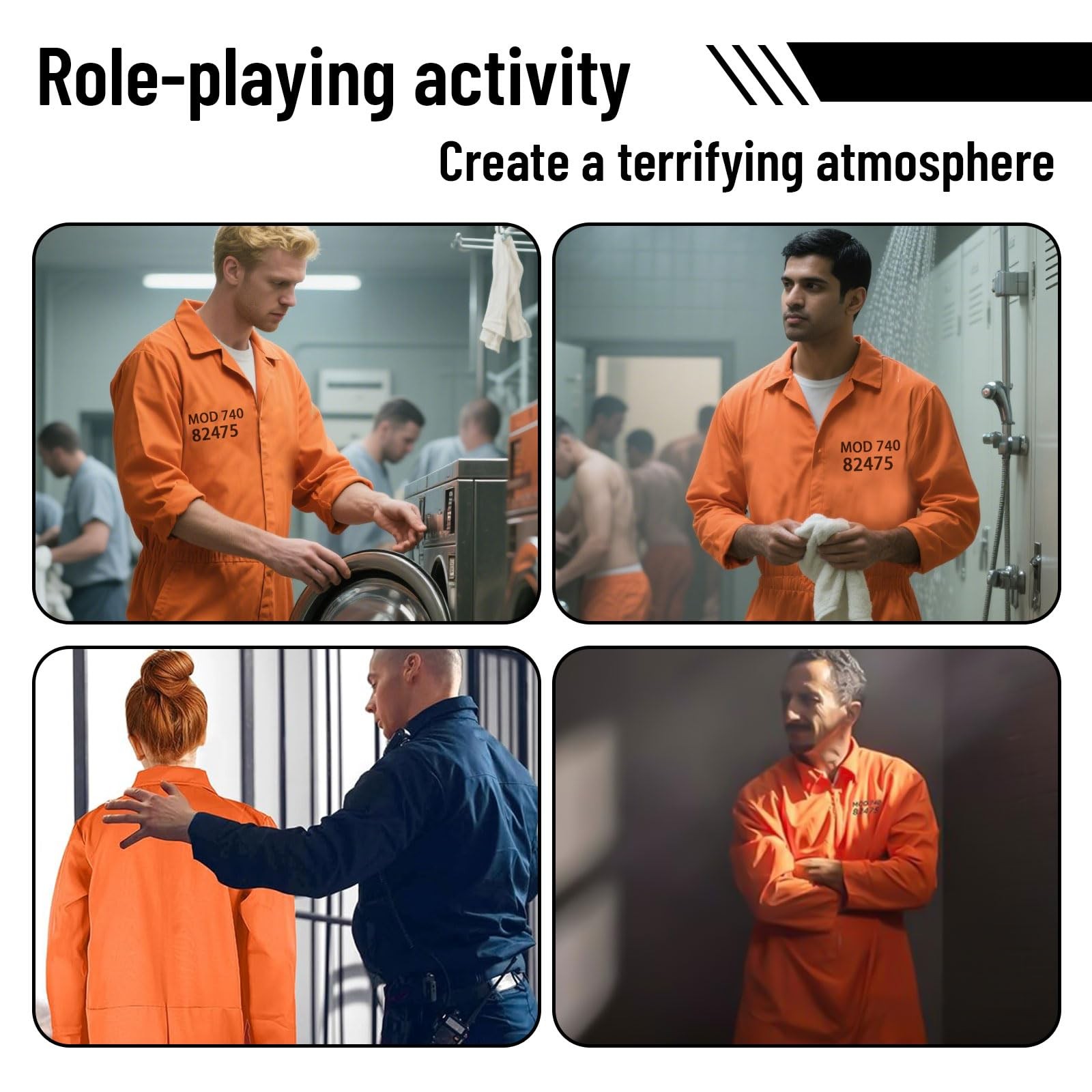 Criminal Costume Mens, Unisex Orange Convict Prisoner Fancy Dress, Prisoner…
