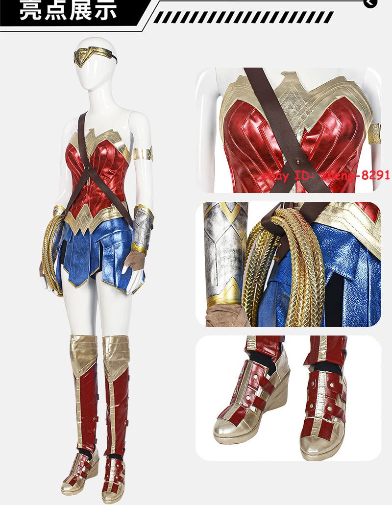 Superhero Diana Prince Halloween Costume Outfit Wonder Woman Cosplay Party Dress