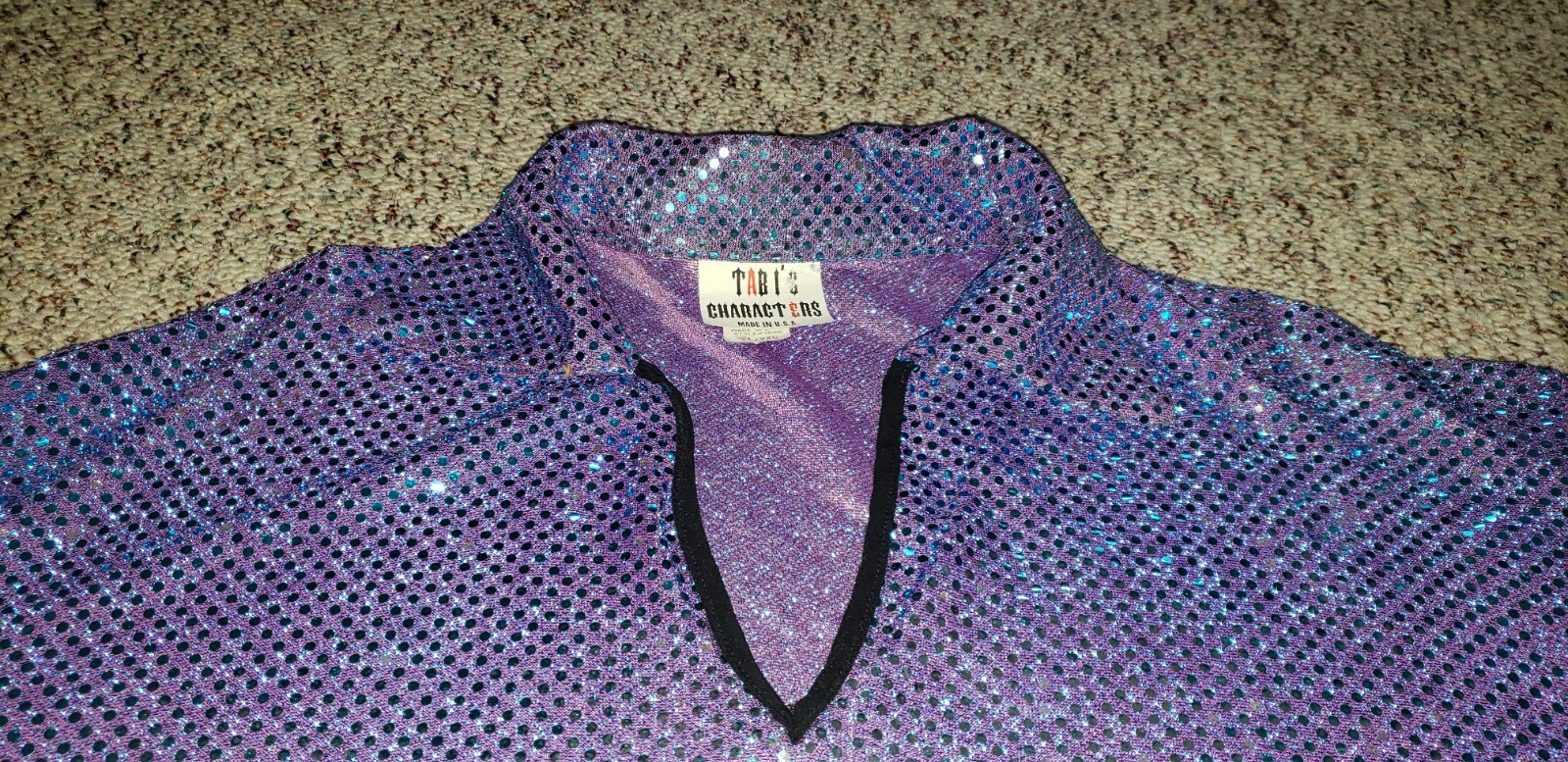 DISCO GLAM SHIRT TABI’S CHARACTERS COSTUME TOP SIZE XL-XXL SHIMMERY IRIDESCENT
