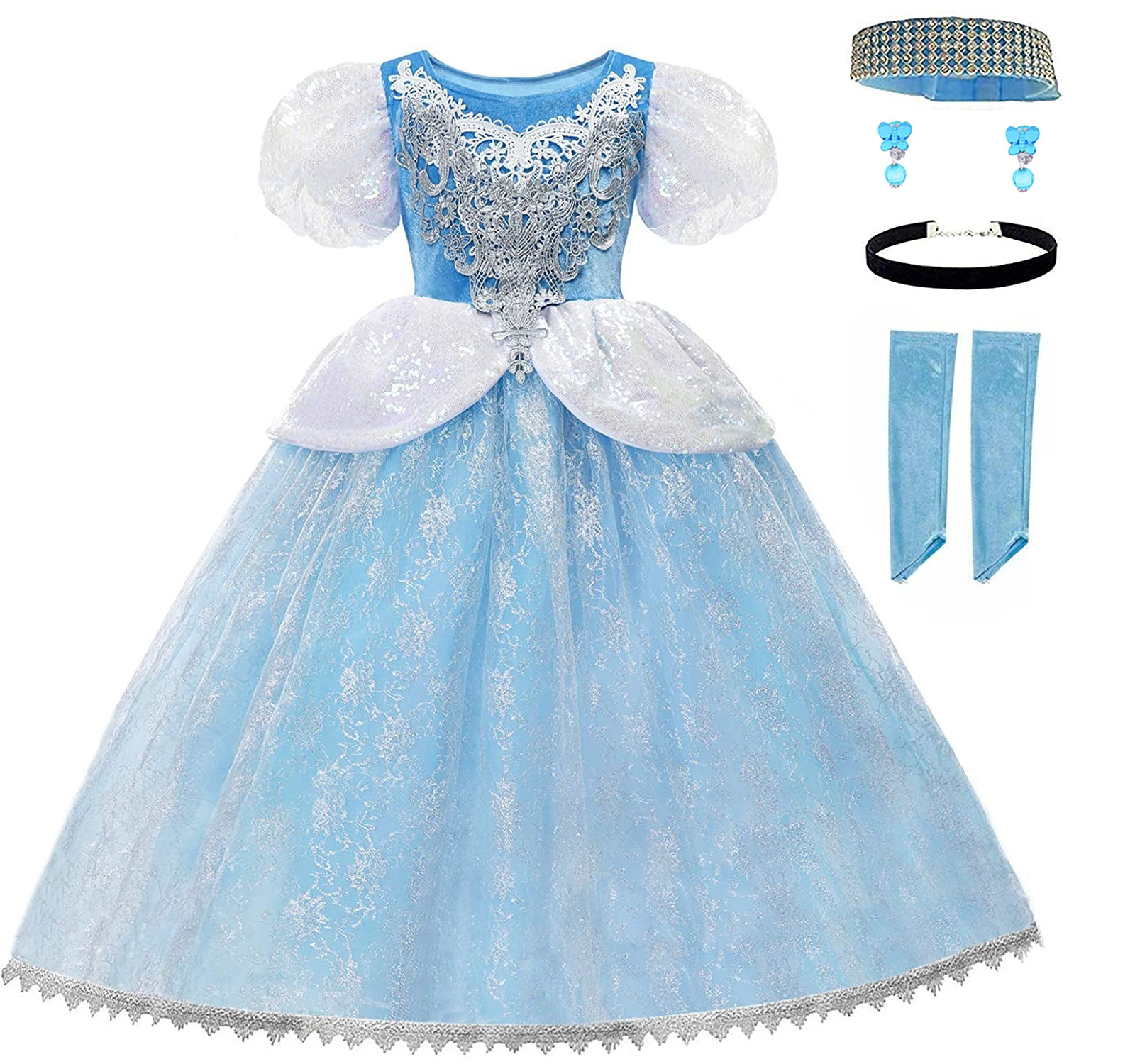 Enchanting Cinderella Costume Dress for Girls – Complete Set with Accessories
