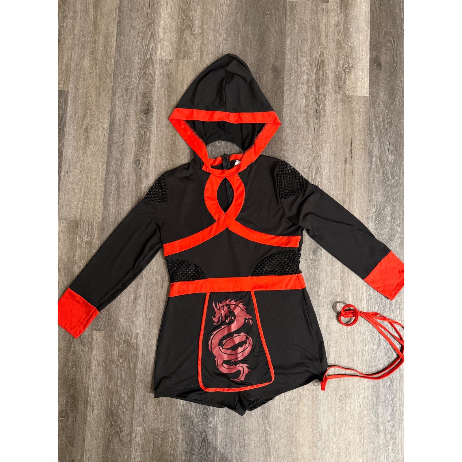 Spooktacular Creations Women Plus Size 3XL Sexy Ninja Costume Romper Black Red