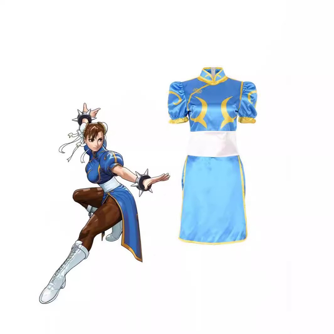 Street Fighter Chun Li Costume Women Cheongsam Cosplay Outfits Halloween