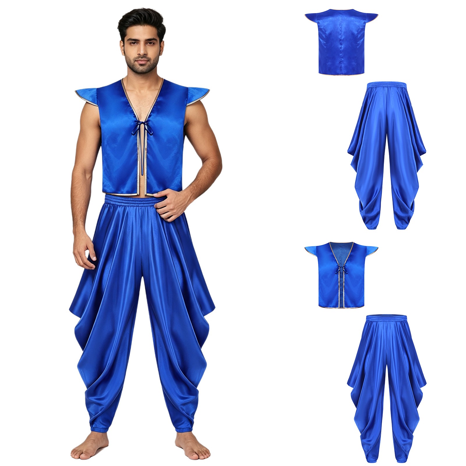 US Arabian Costume for Men Street Rat Costume 2 Piece Set Halloween Costume Pant