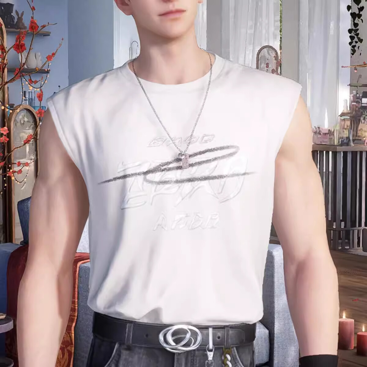 Game Love and Deepspace Caleb Summer Cosplay Costume White Sleeveless Shirt Vest