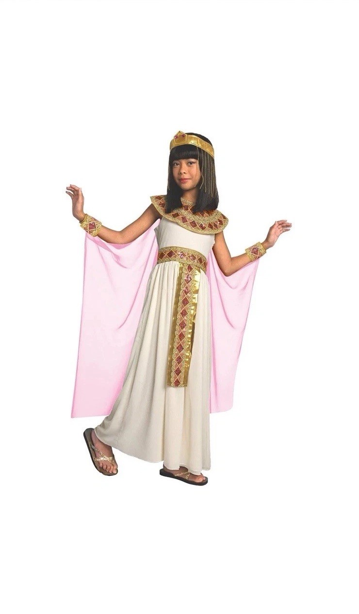 Cleopatra Costume Girls Large (10-12Y) Pink Gold Egyptian Queen Greek Goddess