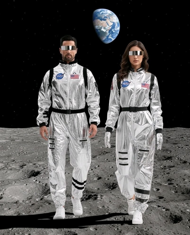 Silver Astronaut NASA Costume Adult NASA Spaceman Uniform Space Suit Cosplay XXL