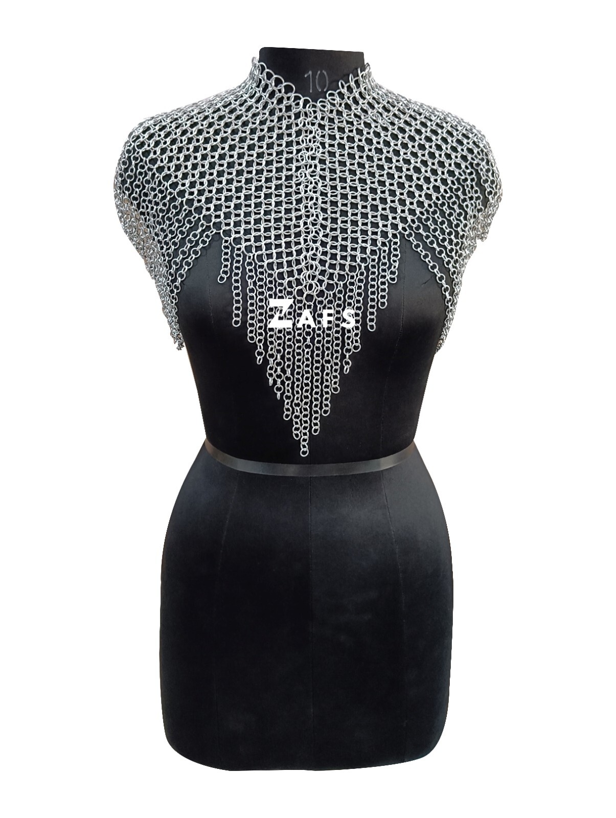 Handmade Chainmail Collar and Skirt Aluminium Ring Medieval Fantasy Costume