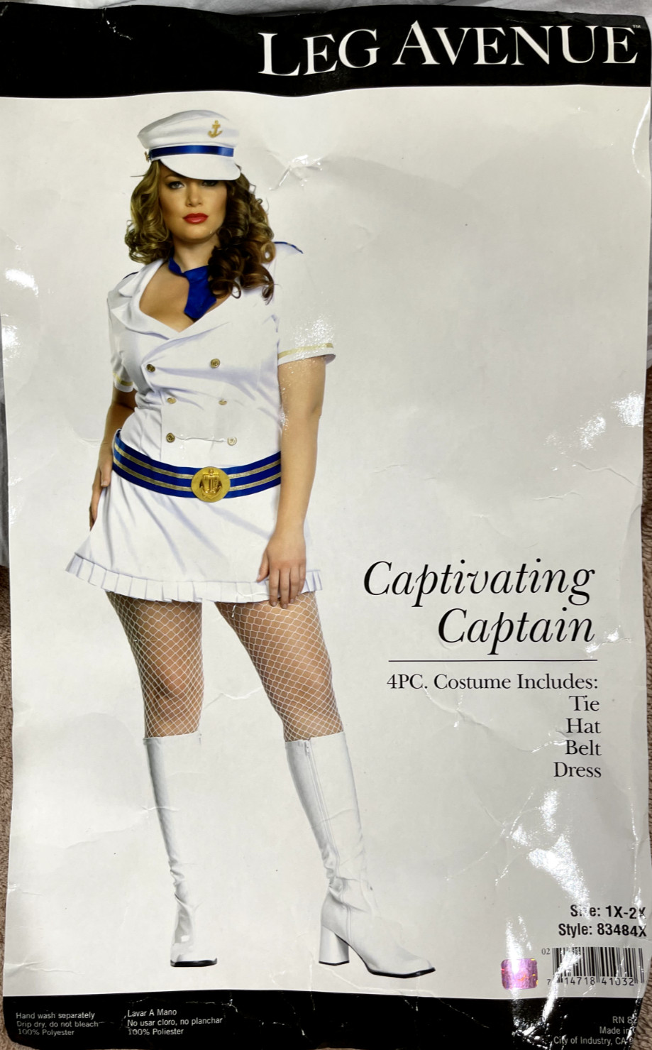 Women’s Plus Sailor Costume WITH Hat (Captivating Captain), Size 1X-2X BRAND NEW