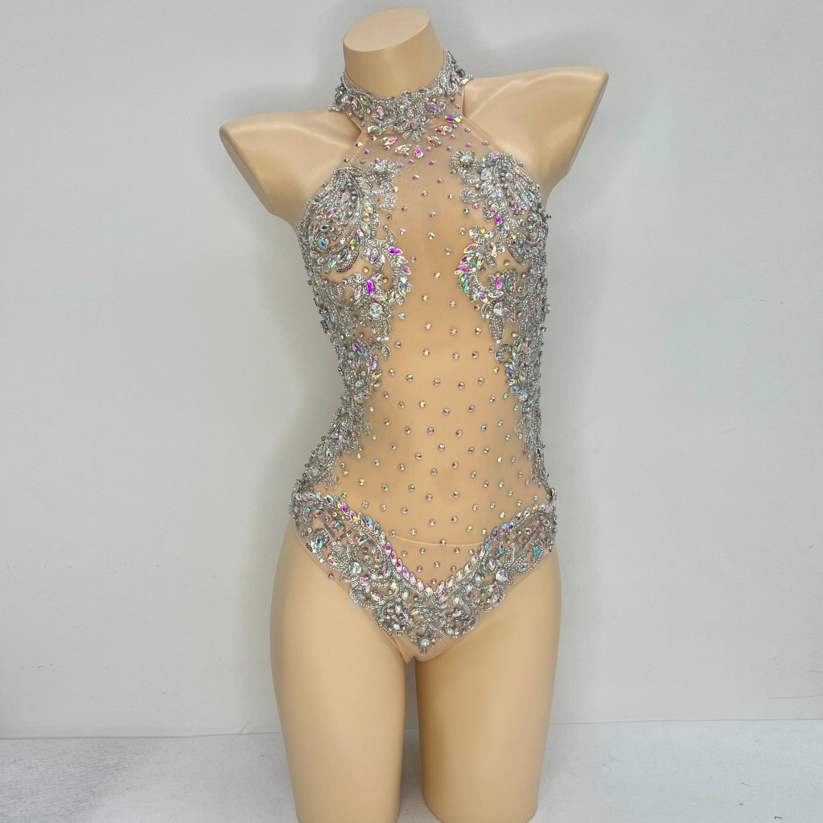Sequin RAVE EDC Dancer Singer Carnival Dance Costume Night Club Bodysuit Leotard