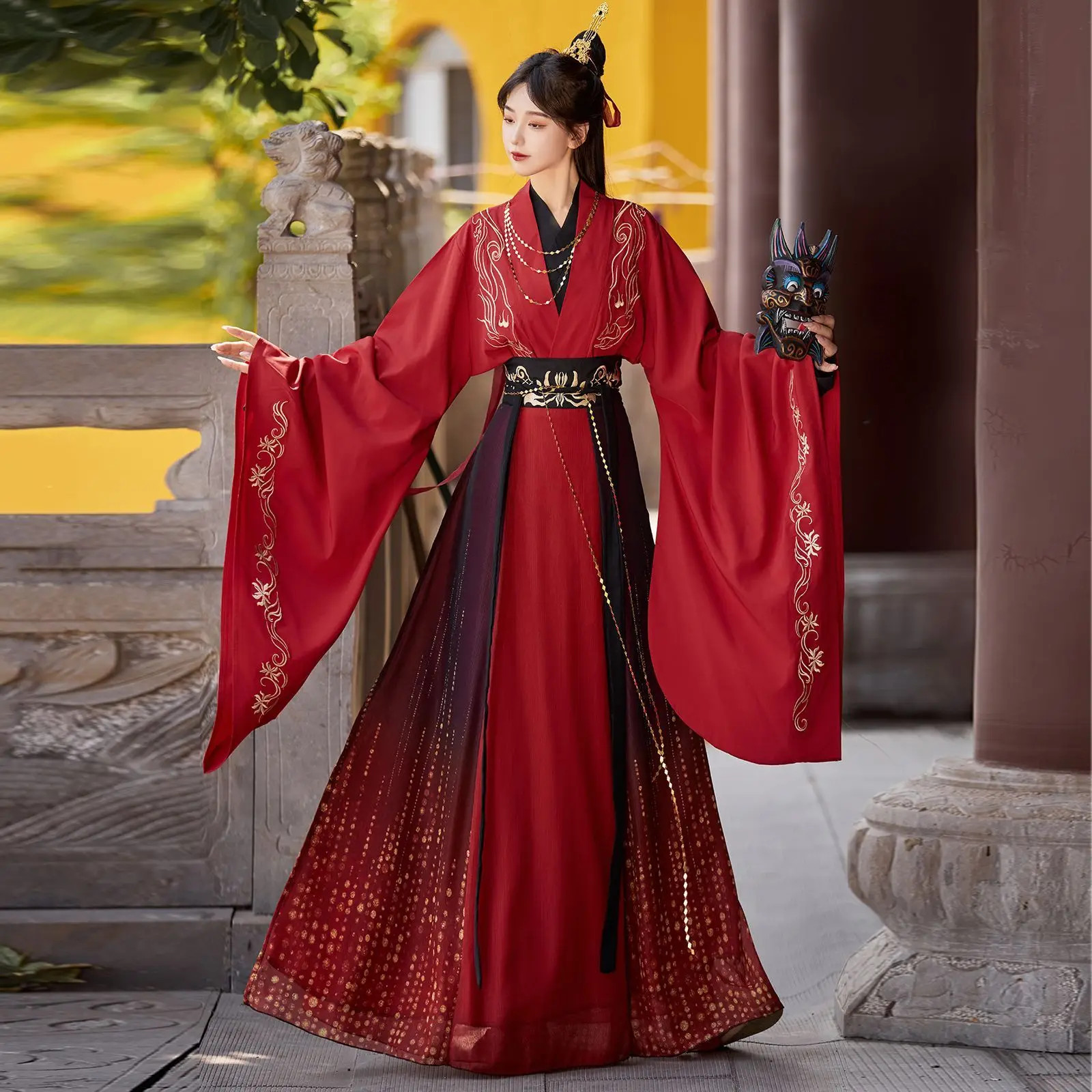 Chinese WeiJin Hanfu Crossed Collar Robe Daily Costume Elegant Women Cosplay