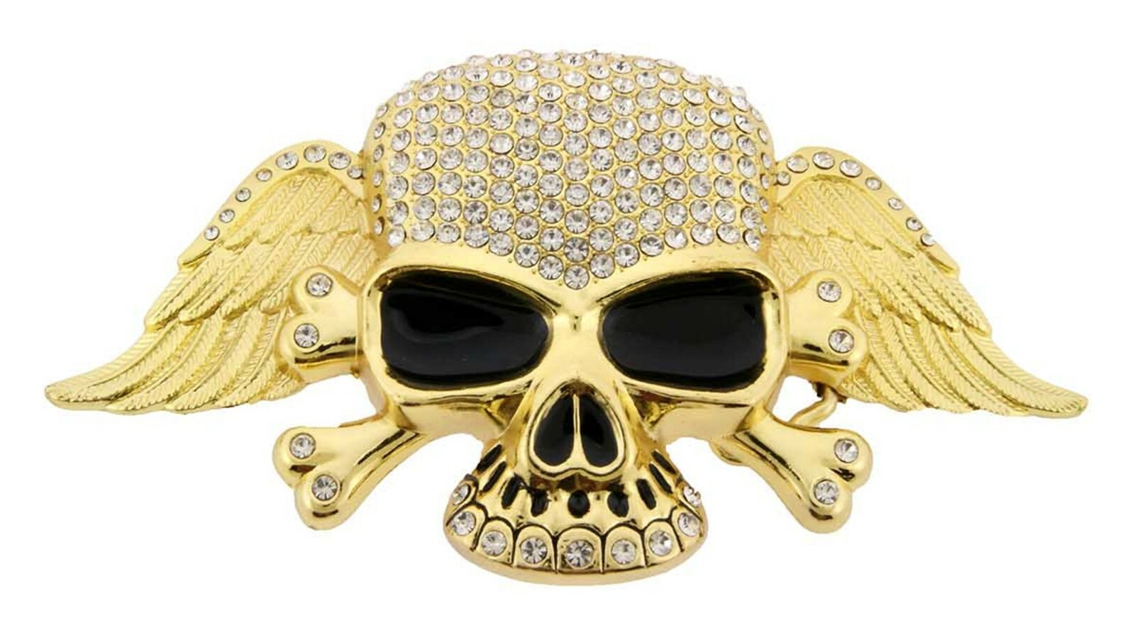 Skeleton Belt Buckle Skull Crossbones Crown Rhinestone Metal Fashion Mens Womens