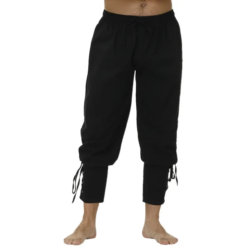 Pirate Pant Viking Costume for Men Renaissance Medieval Pants Drawstring Shorts