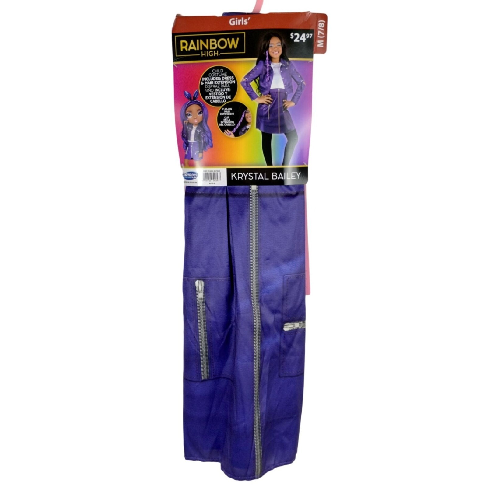 Rainbow High Girls M (7/8) Krystal Bailey Costume Dress and Hair Extension