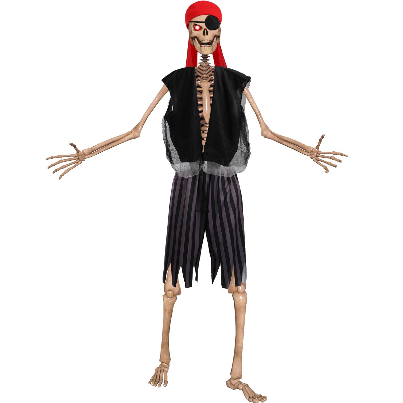 4 Pcs 12 ft Skeleton Outfits Accessories Giant Pirate Costume Set Halloween S…