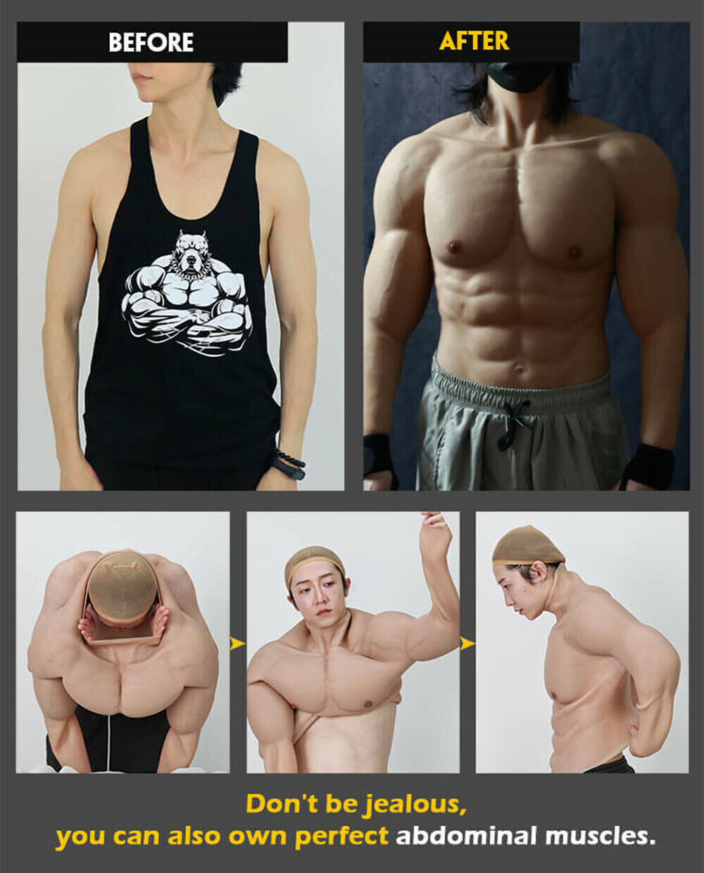 Male Silicone Muscle Suit Fake Muscle Chest With Real Show Manly Crossdresser
