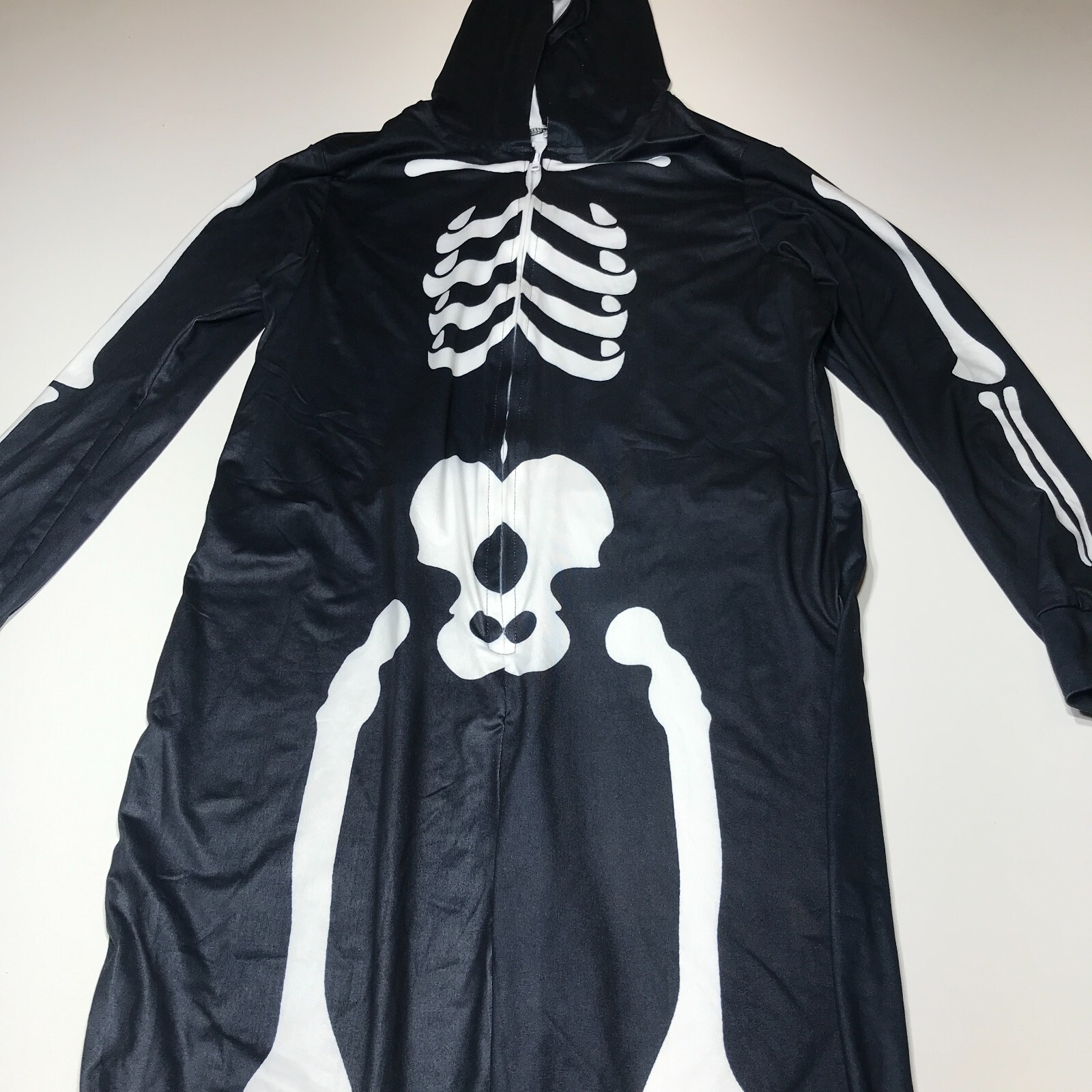 Skeleton Hooded Jumpsuit Front Zip Costume Cosplay Halloween Womens Size Medium