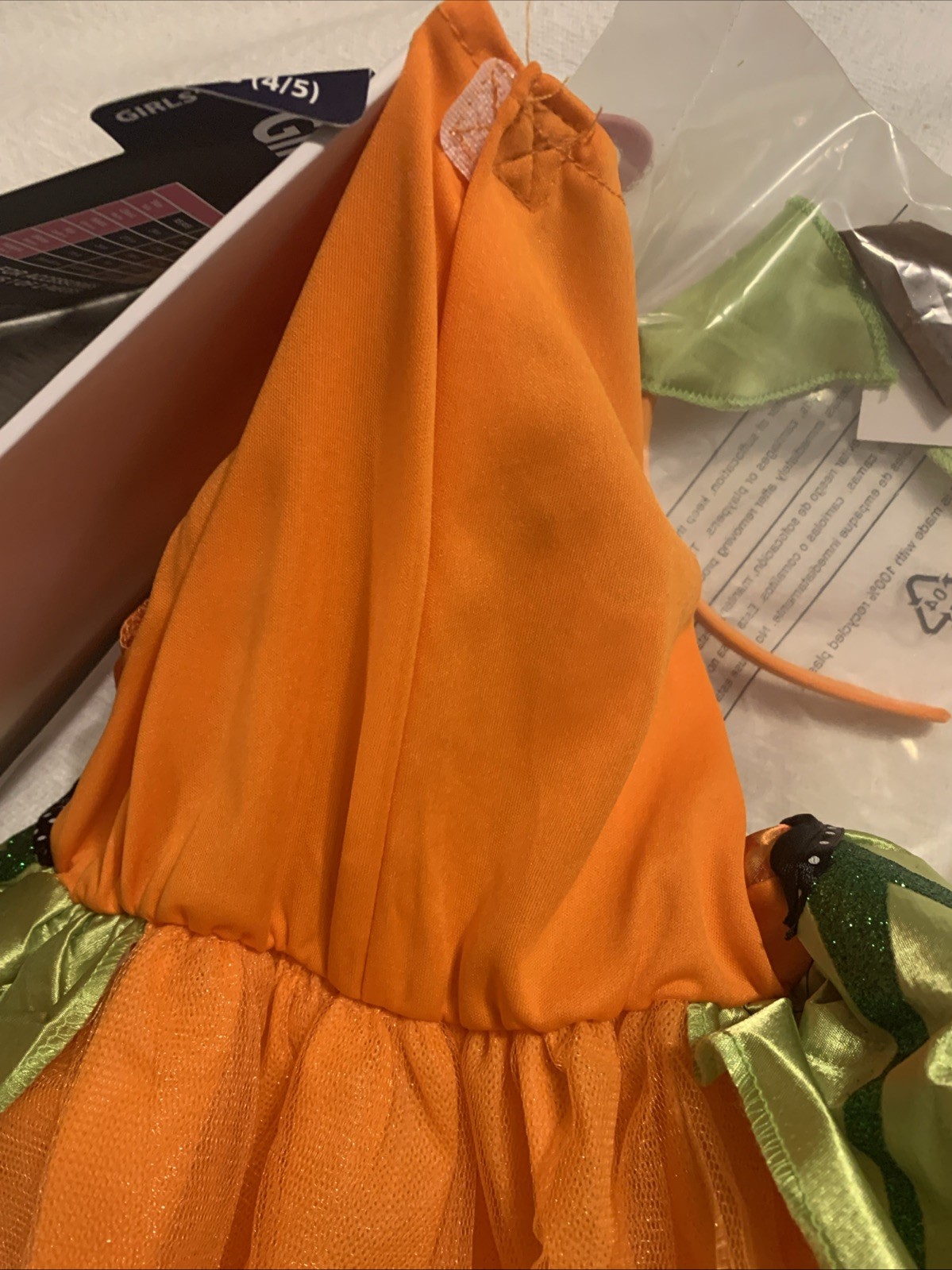 Girl’s Pumpkin Dress & Headband 2-piece Sz XS (4/5) Halloween costume Item# 1584