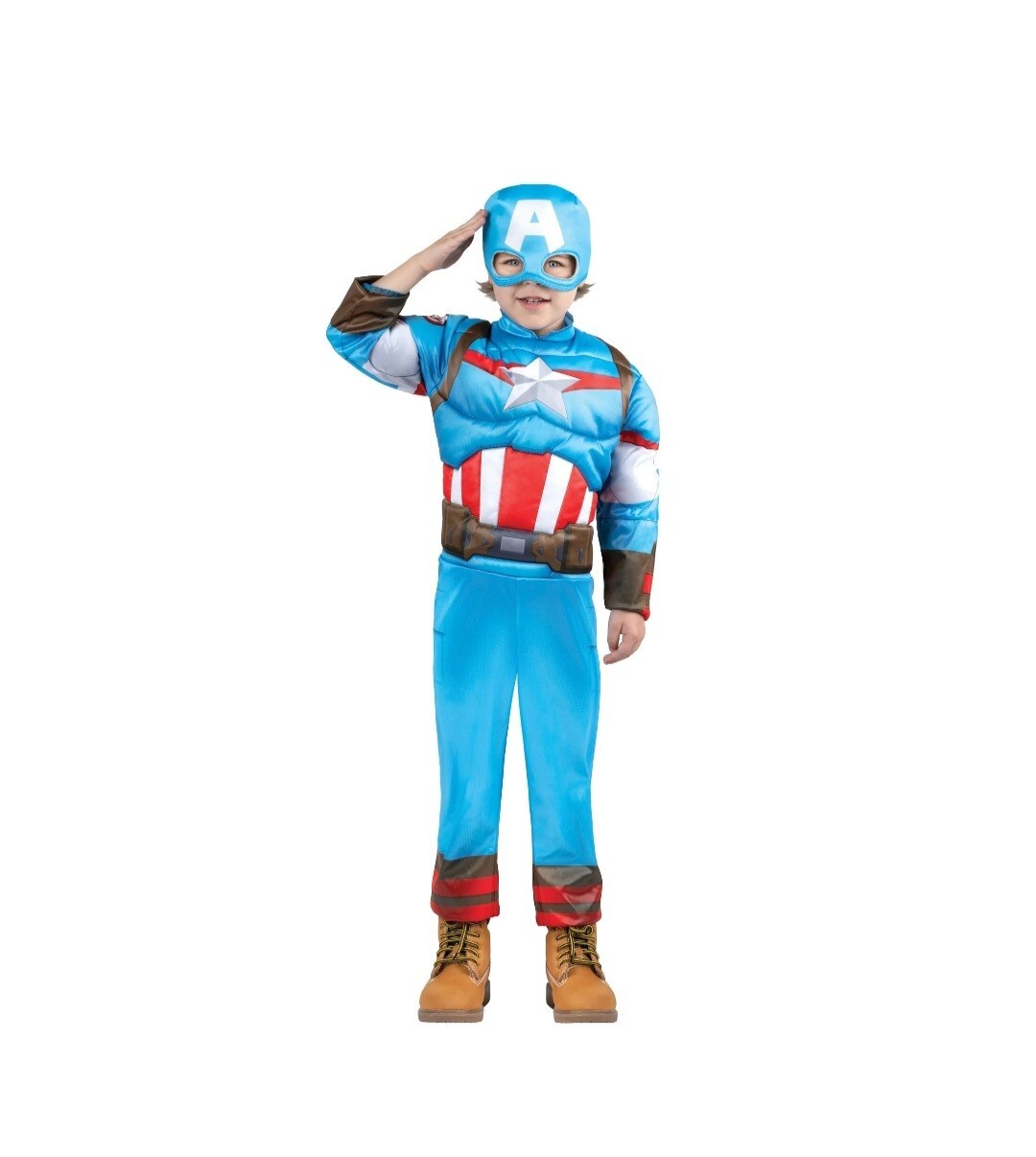 Jazwares Toddler Boys Marvel “Captain America” Blue Muscle Costume 4T – New