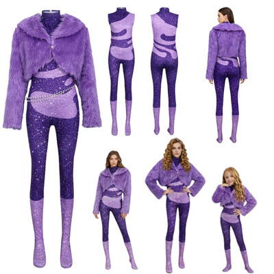 Girl Women Gazelle Cosplay Purple Costume Animal Zoo Horn hair Halloween PARTY