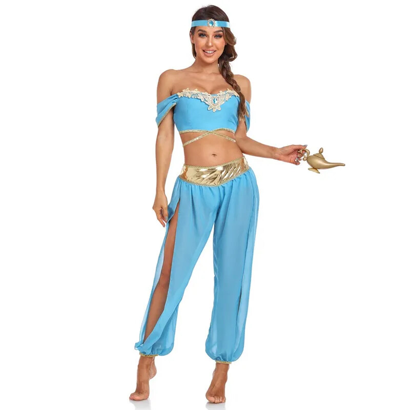 Sexy Adult Princess Jasmine Cosplay Costume Aladin and The Magic Lamp Suit