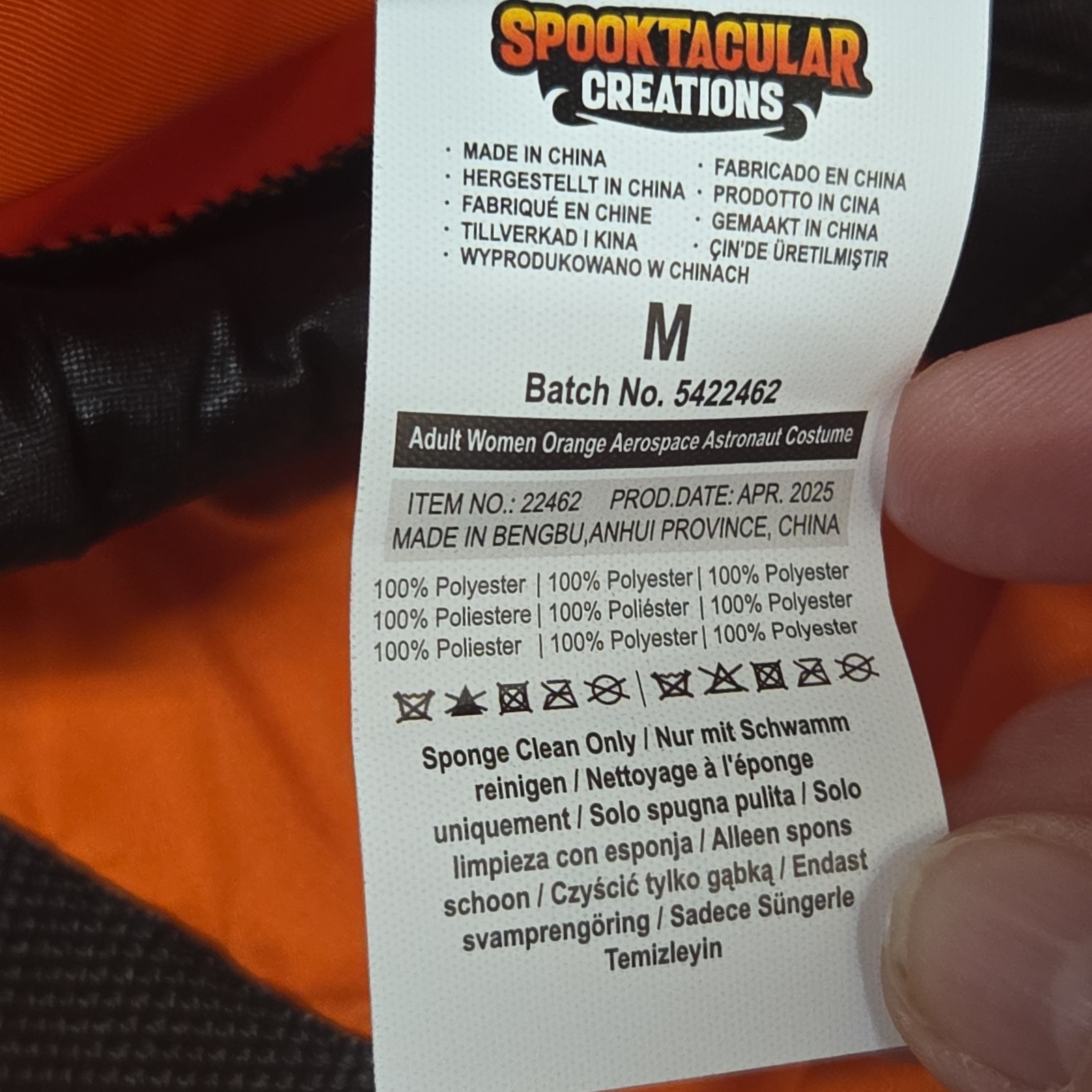 Spooktacular Creations Astronaut Costume Women’s Medium Orange Space Jumpsuit