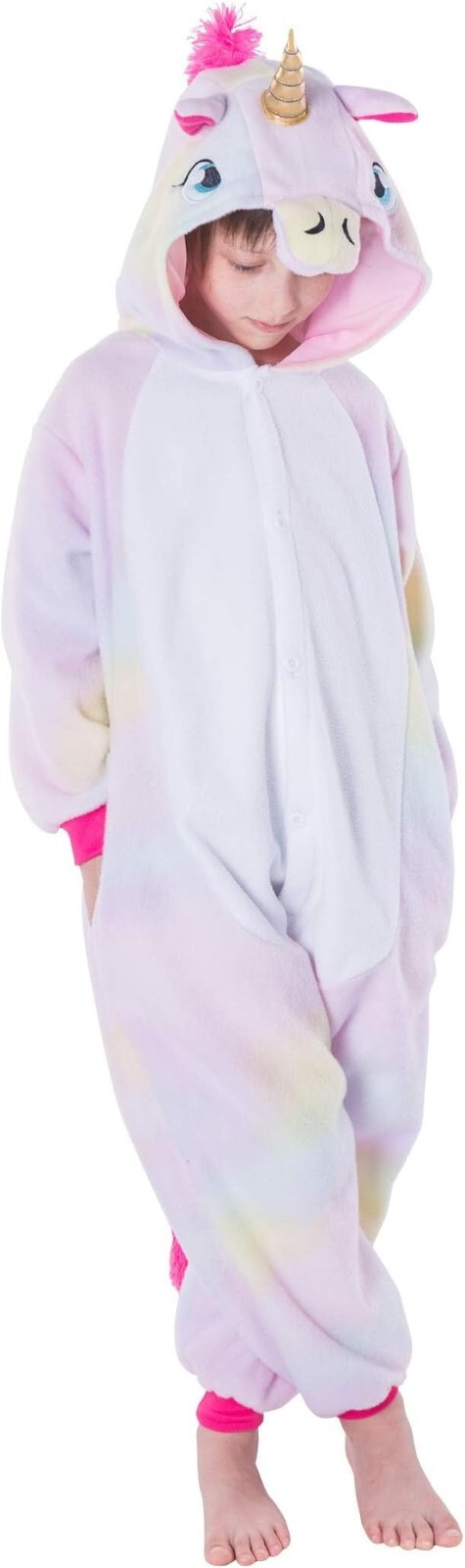 Spooktacular Creations Unisex Child Pajama Plush jumpsuit One Piece Unicorn Anim