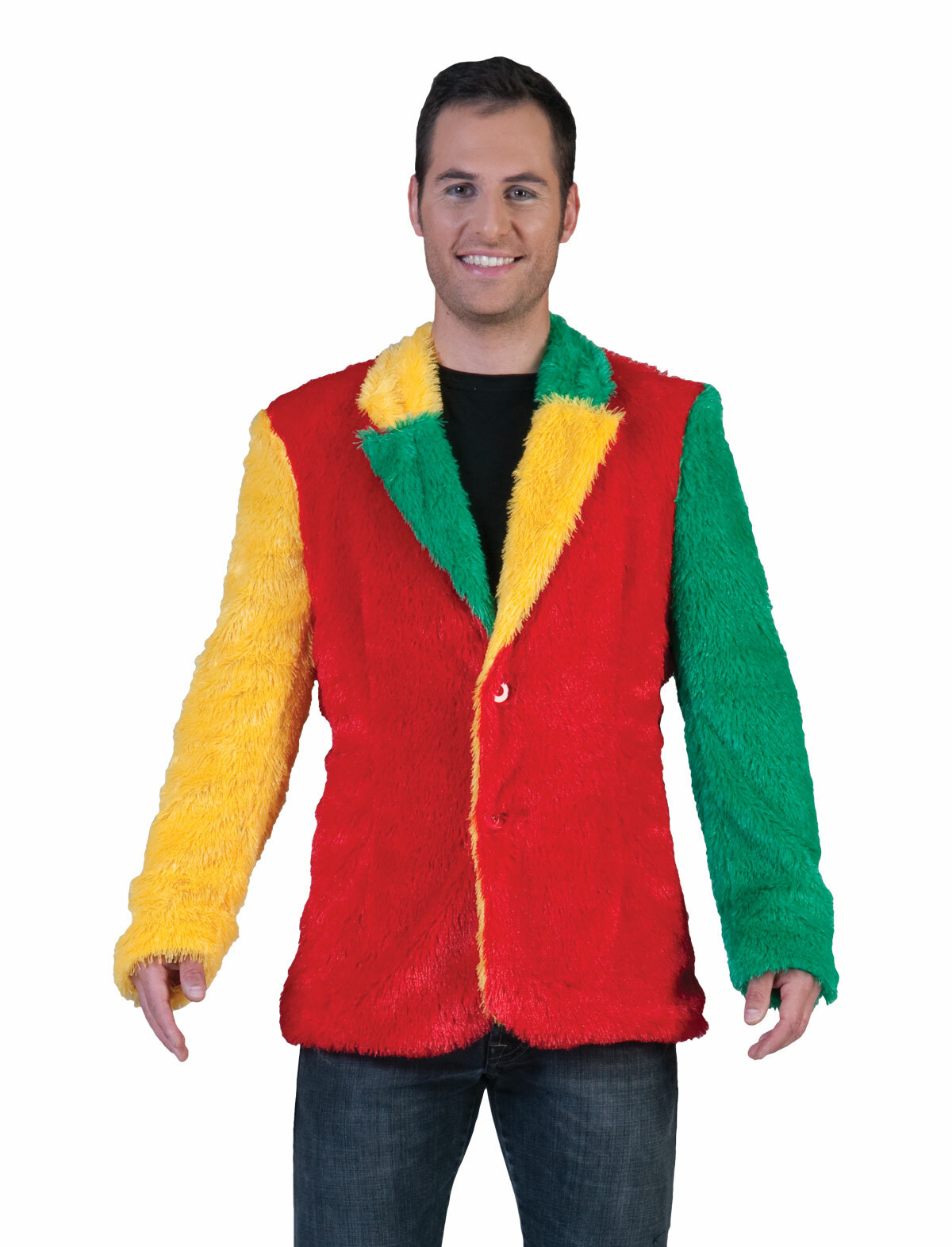 Funny Fashion Halloween Party Cosplay-Fuzzy Red/Yellow/Green Jacket-Size Small