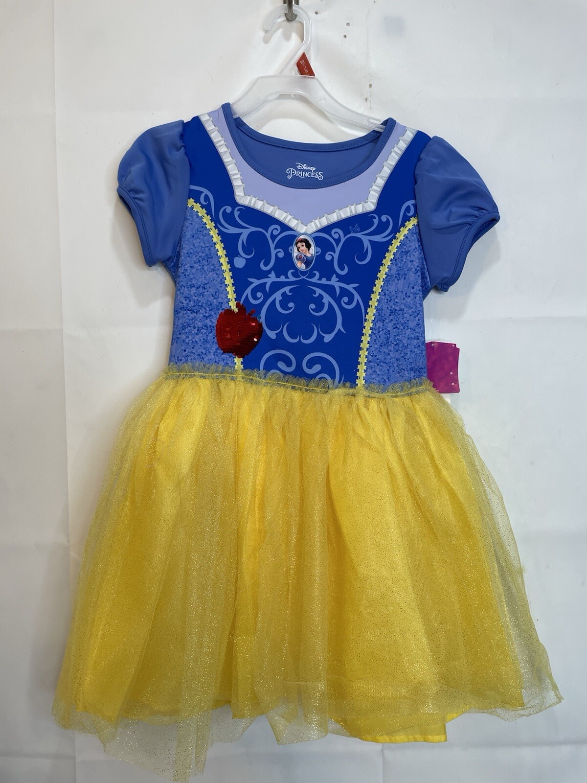 Disney Princess Blue & Yellow Sequence Apple Girls Snow White Cosplay Dress
