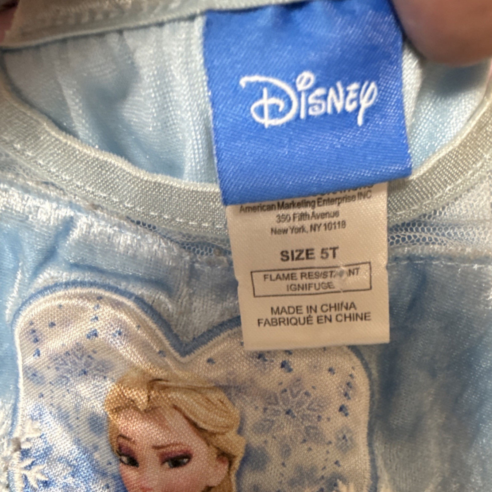 Disney Frozen Elsa Costume Dress 5T Blue White 100% Polyester Flame Resistant