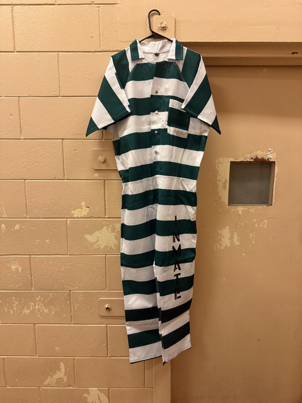 Green and White Inmate Jumpsuit / Costume – Large